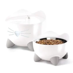 Catit Pixi Combo Kit Vattenfontän & Upphöjd Matskål Vit