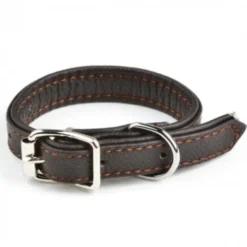Feel Leather Vadderat Läderhalsband Brun