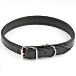 Feel Leather Vadderat Läderhalsband Svart