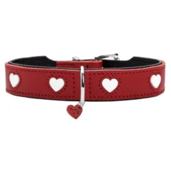 Hunter Hundhalsband Läder Love Röd