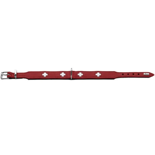 Hunter Hundhalsband Läder Swiss Röd